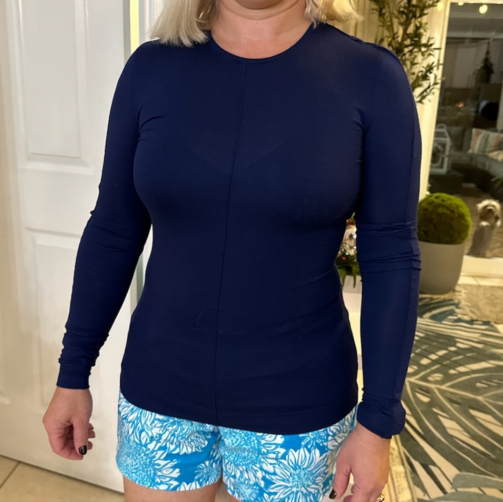 A-K-R-I-S PUNTO size 6 blue color long sleeve round neck women's blouse